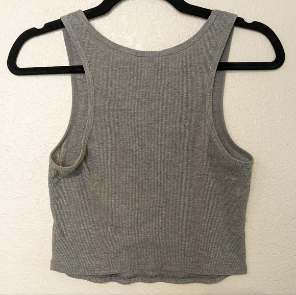 Heather gray lace up tank top - Picture 3 of 6